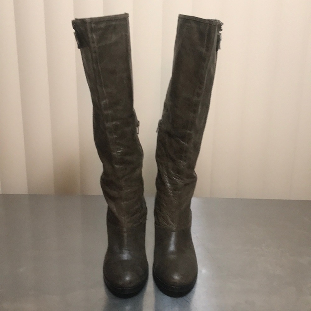 Wedge Heel Leather Boots